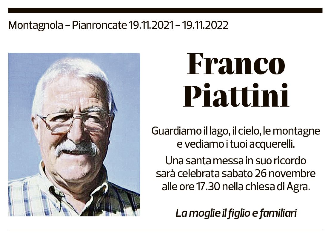 Annuncio funebre Franco Piattini