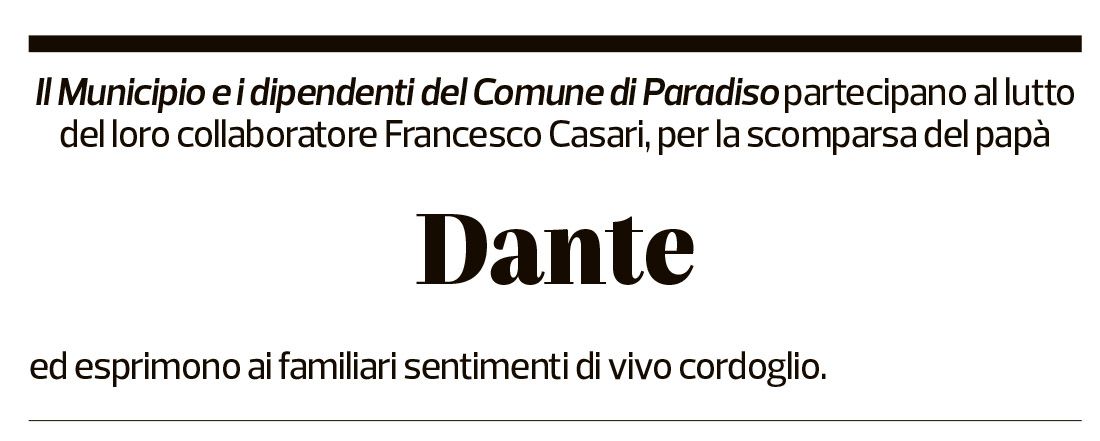 Annuncio funebre Dante 