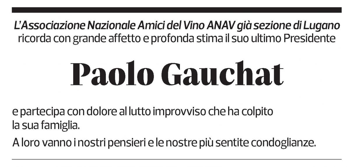 Annuncio funebre Paolo Gauchat