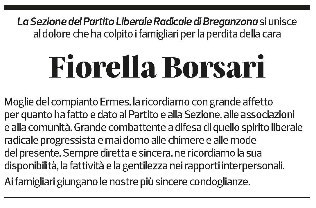Annuncio funebre Fiorella Borsari