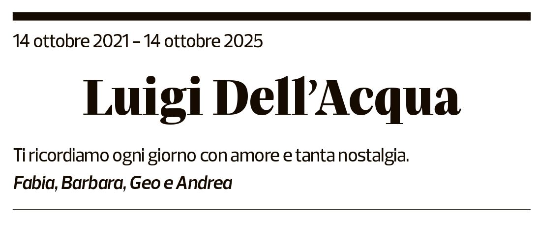 Annuncio funebre Luigi Dell'acqua