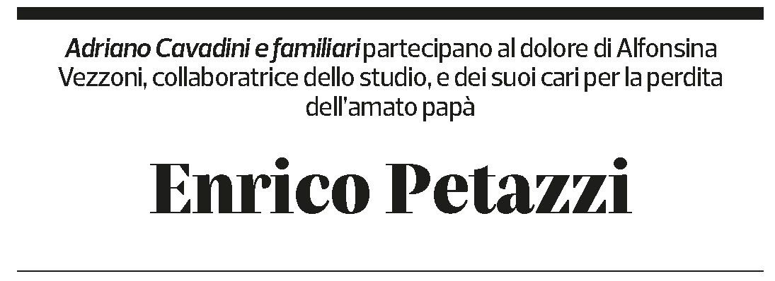 Annuncio funebre Enrico Petazzi
