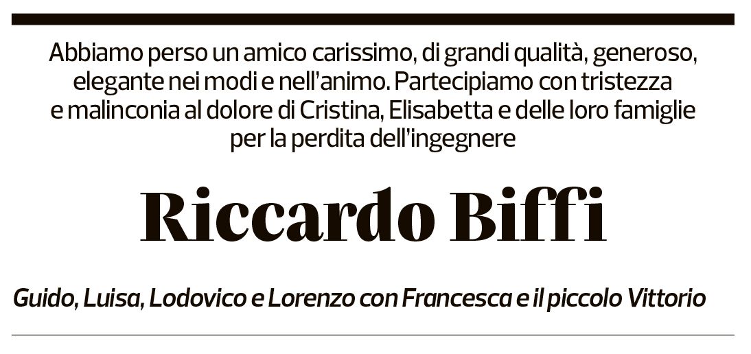 Annuncio funebre Riccardo Biffi