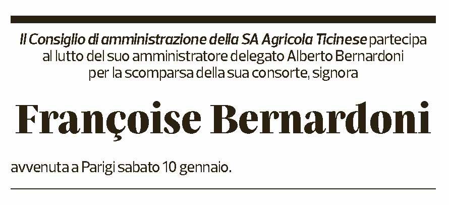 Annuncio funebre Françoise Bernardoni