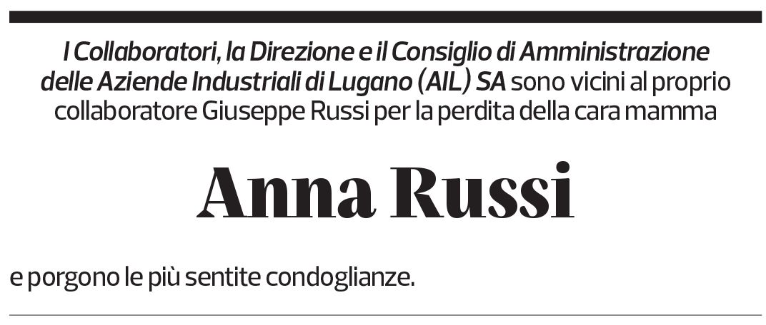 Annuncio funebre Anna Russi