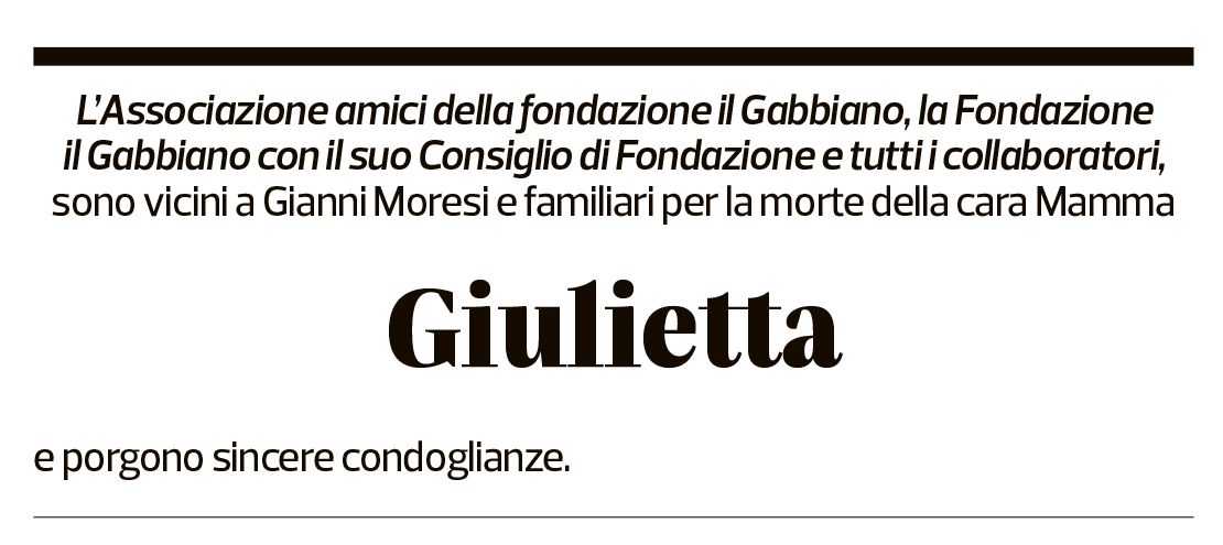 Annuncio funebre Giulietta Moresi