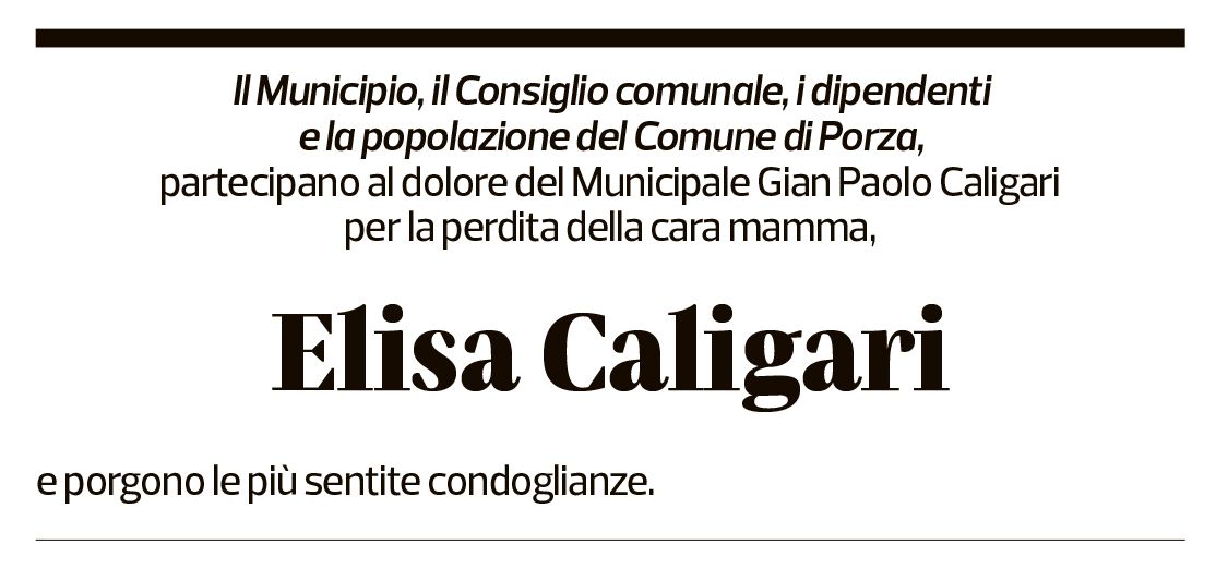 Annuncio funebre Elisa Caligari