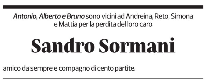 Annuncio funebre Sandro Sormani