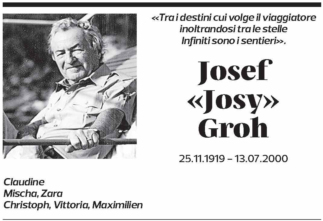 Annuncio funebre Josef Groh