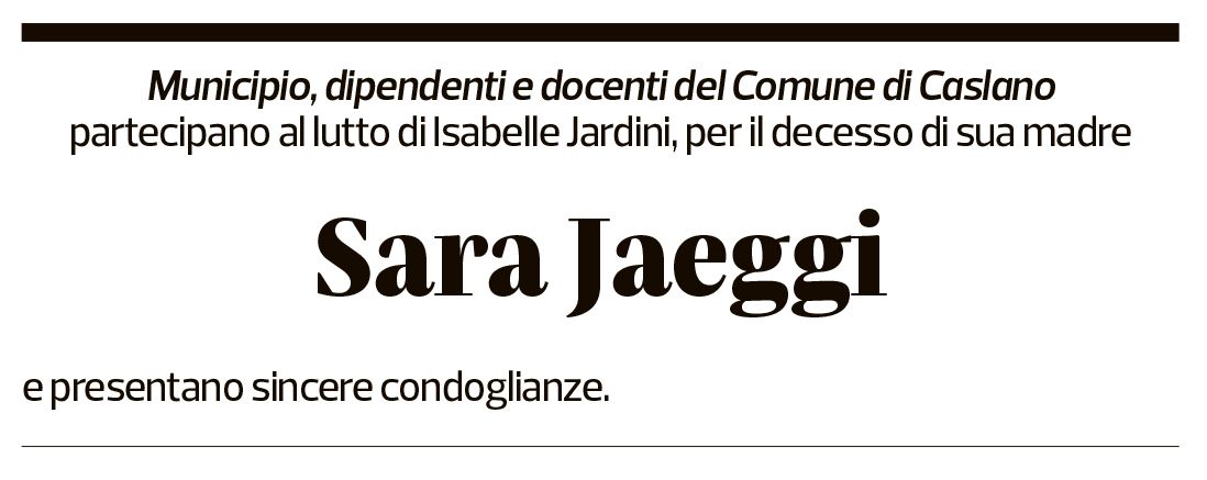 Annuncio funebre Sara Jaeggi