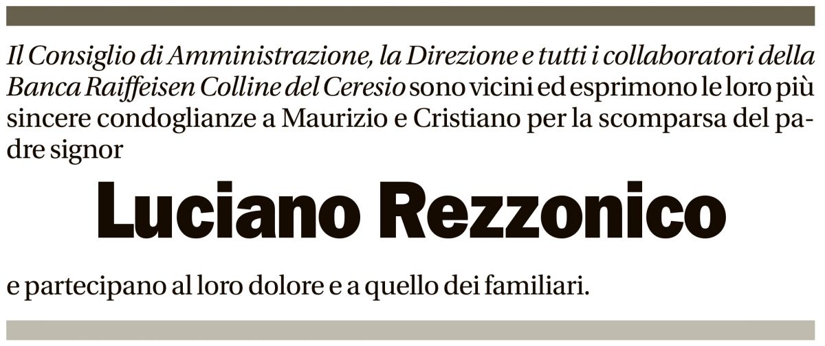 Annuncio funebre Luciano Rezzonico