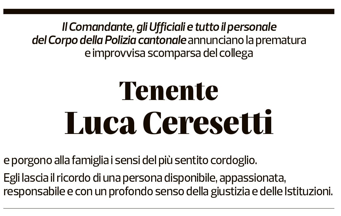 Annuncio funebre Luca Ceresetti