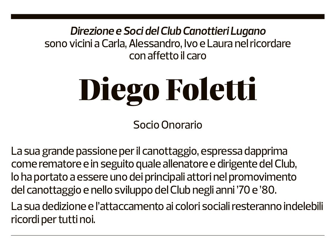 Annuncio funebre Diego Foletti
