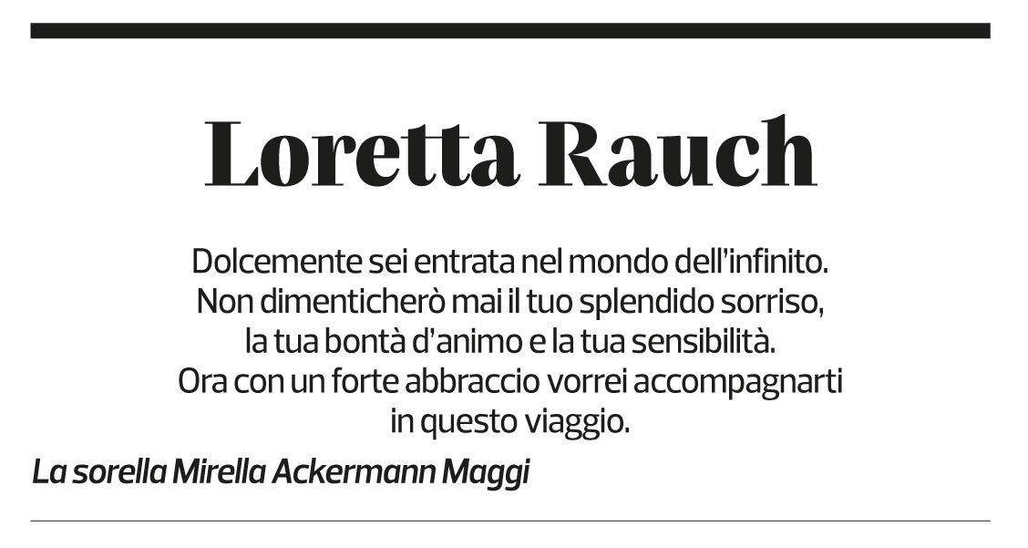 Annuncio funebre Loretta Rauch