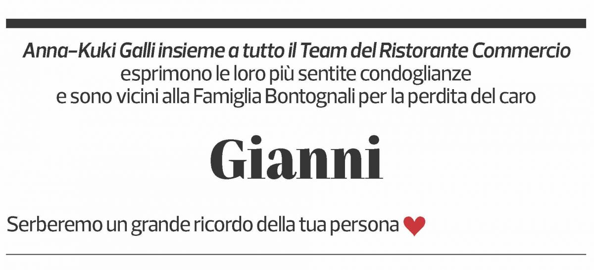 Annuncio funebre Giovanni Bontognali