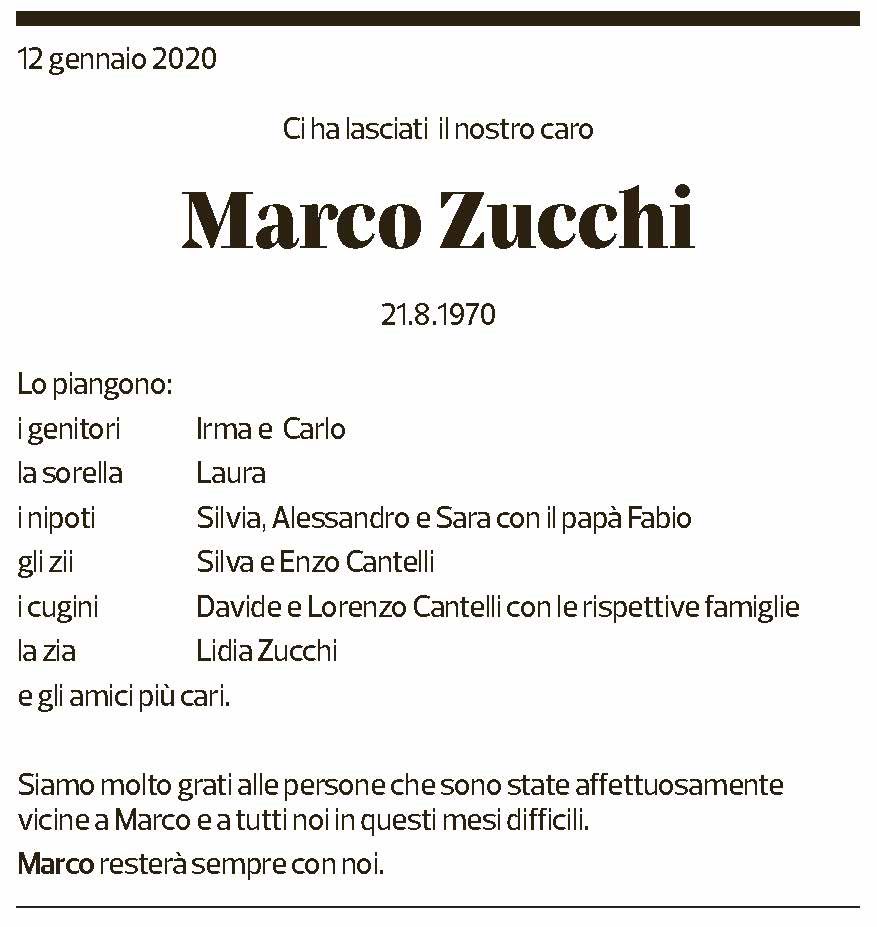 Annuncio funebre Marco Zucchi