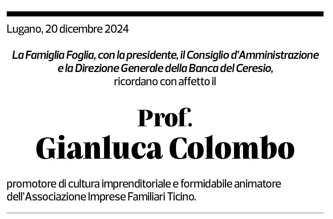 Annuncio funebre Gianluca Colombo