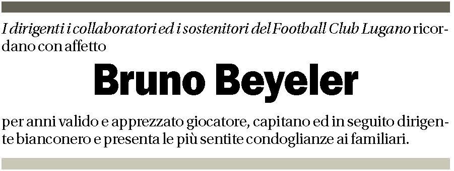 Annuncio funebre Bruno Beyeler