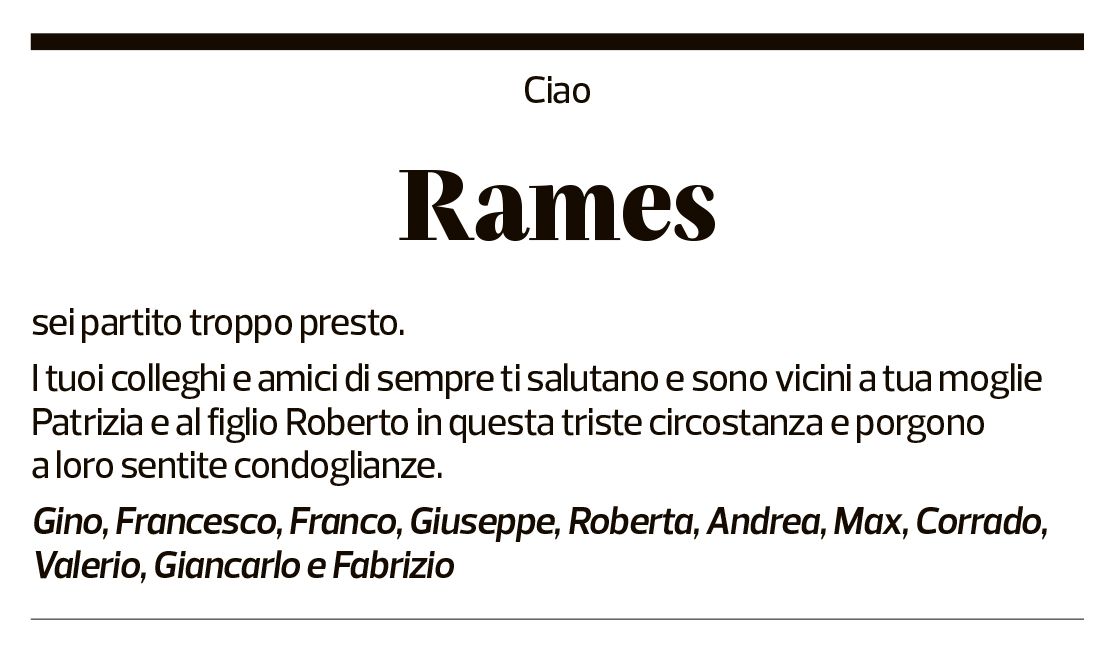 Annuncio funebre Rames Mayer