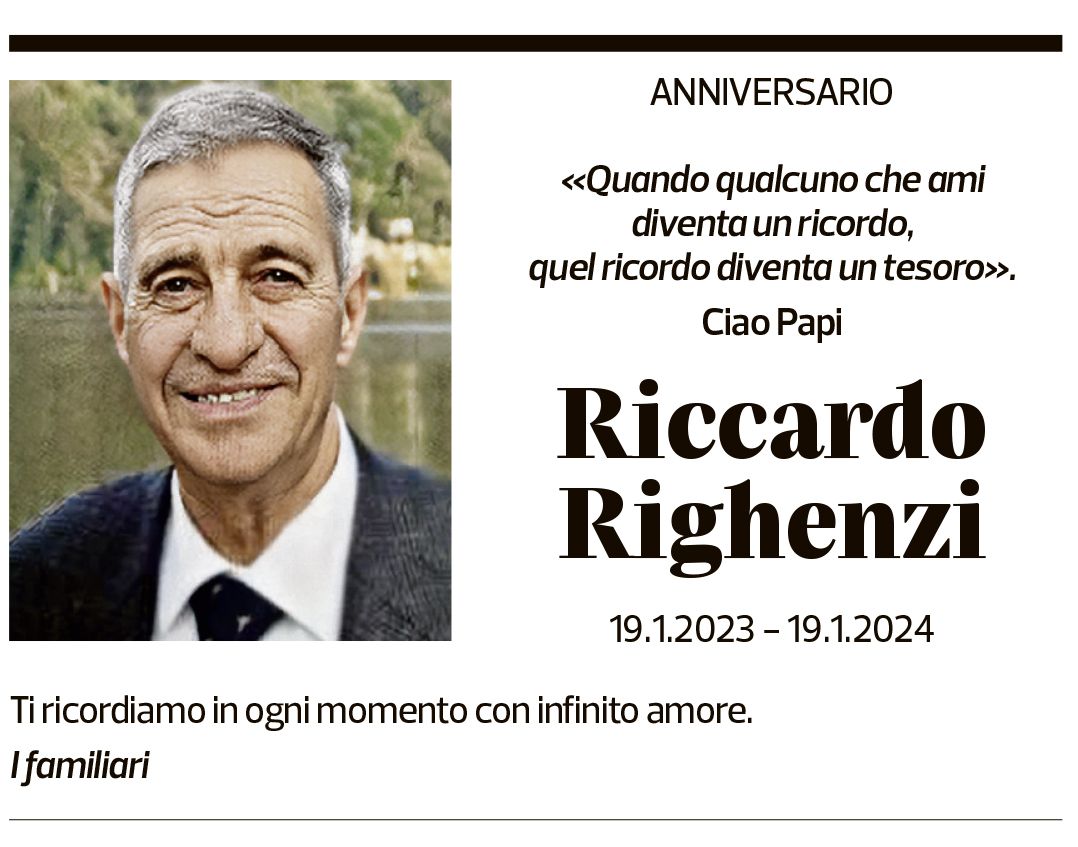 Annuncio funebre Riccardo Righenzi