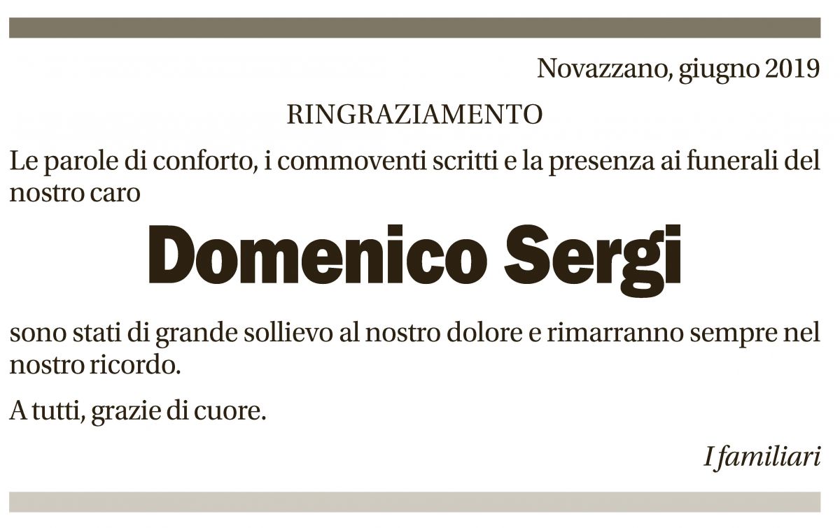 Annuncio funebre Domenico Sergi
