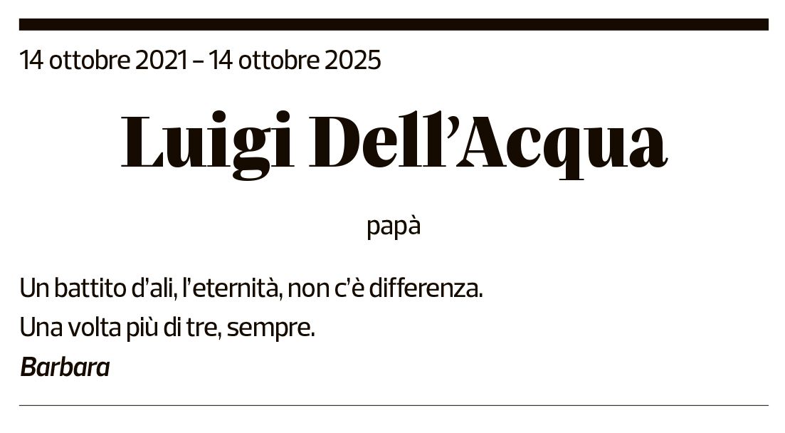 Annuncio funebre Luigi Dell'acqua