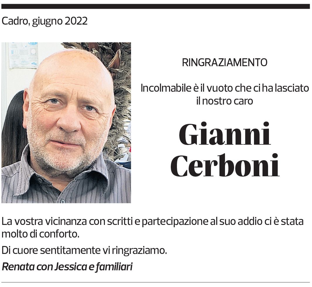 Annuncio funebre Gianni Cerboni