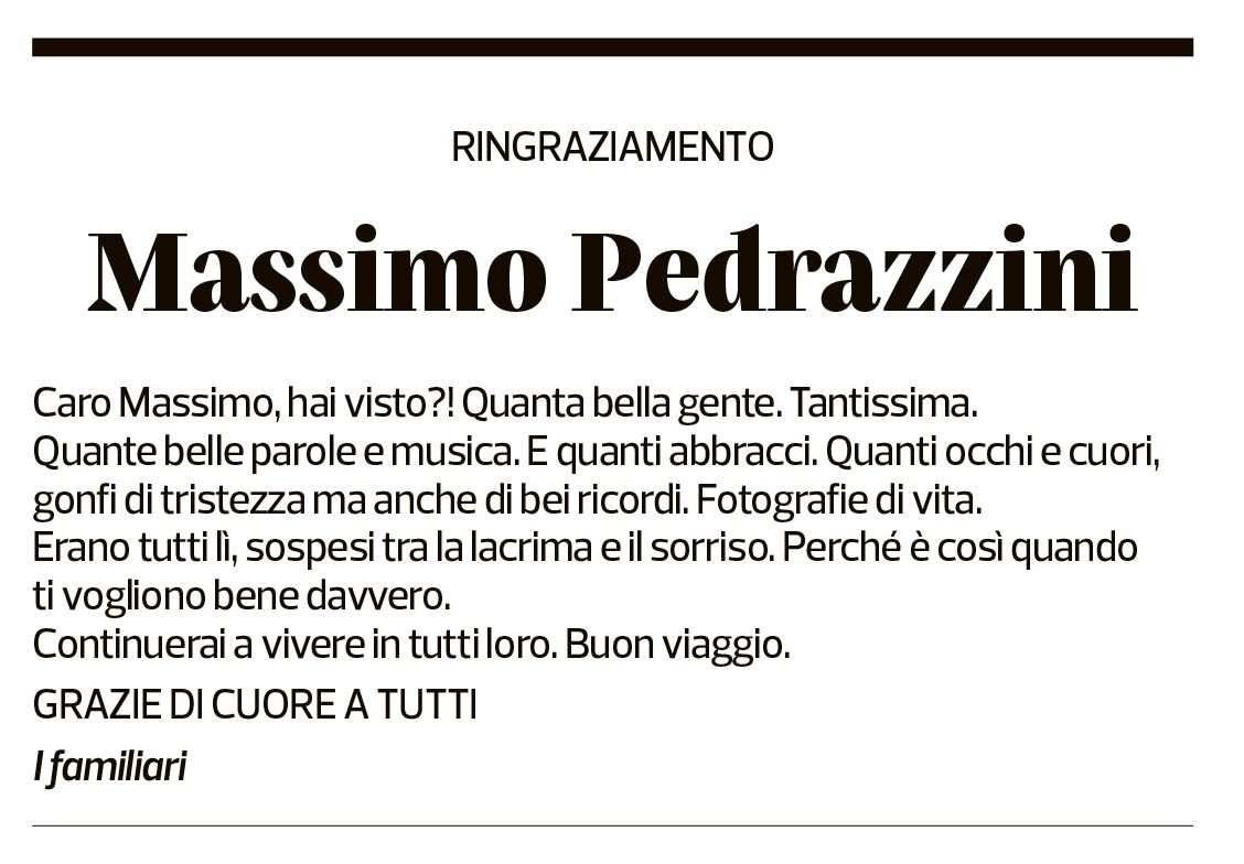 Annuncio funebre Massimo Pedrazzini