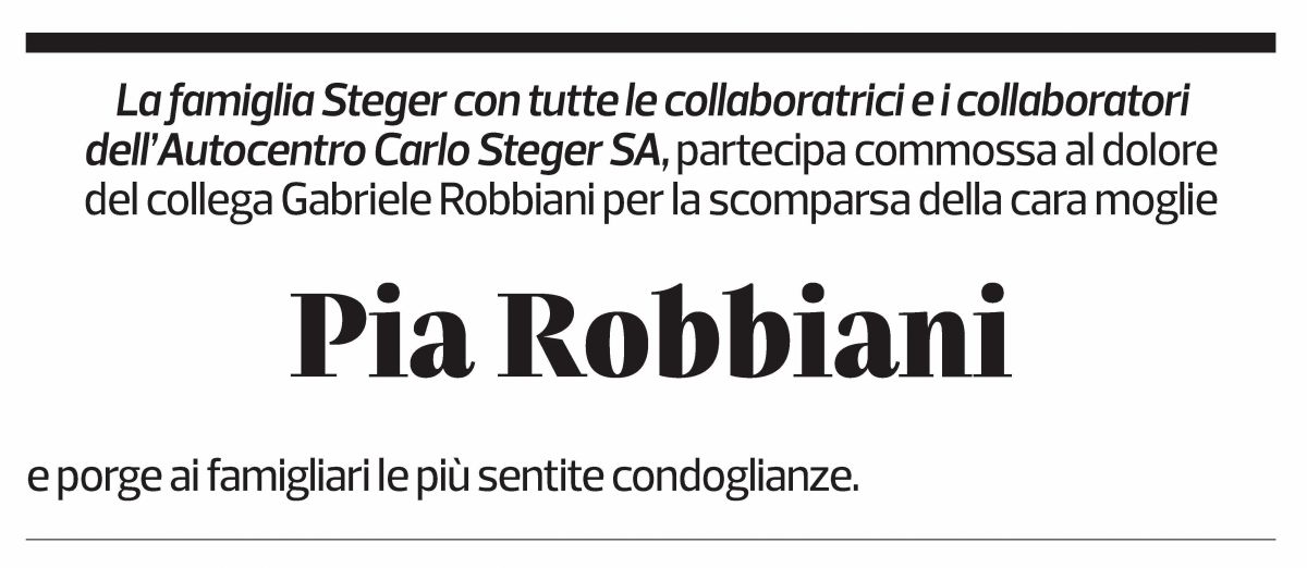 Annuncio funebre Pia Robbiani