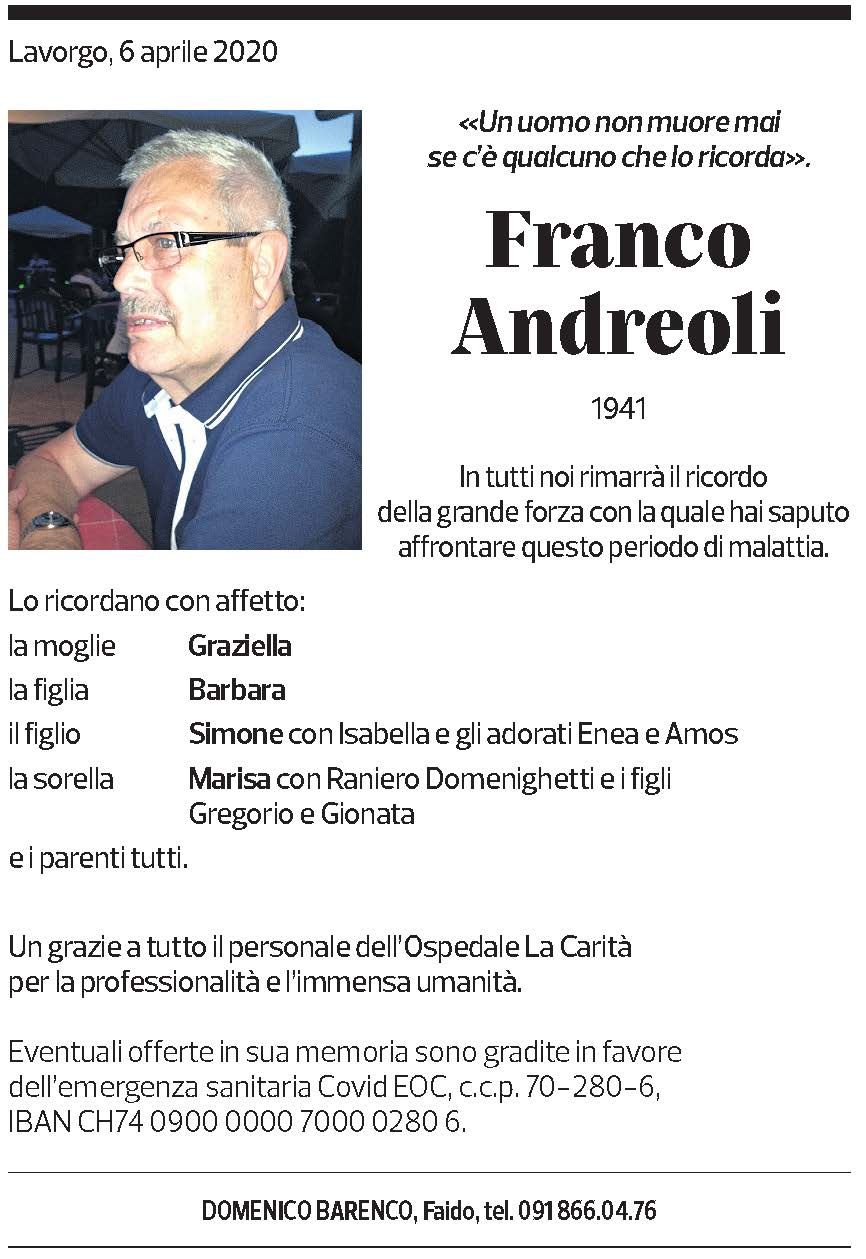 Annuncio funebre Franco Andreoli