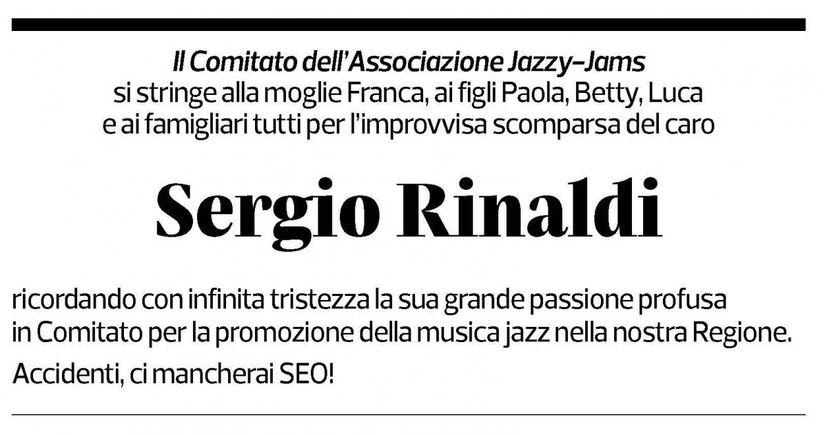 Annuncio funebre Sergio Rinaldi