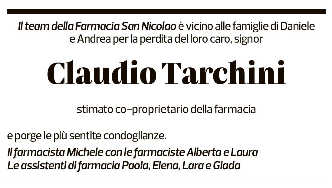 Annuncio funebre Claudio Tarchini