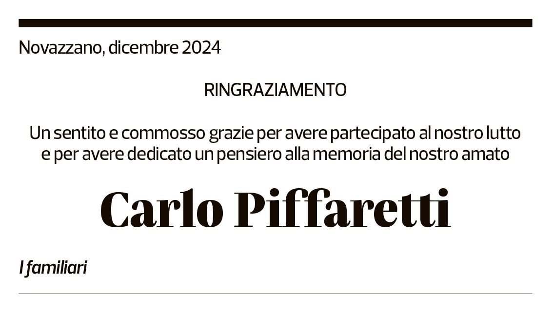 Annuncio funebre Carlo Piffaretti