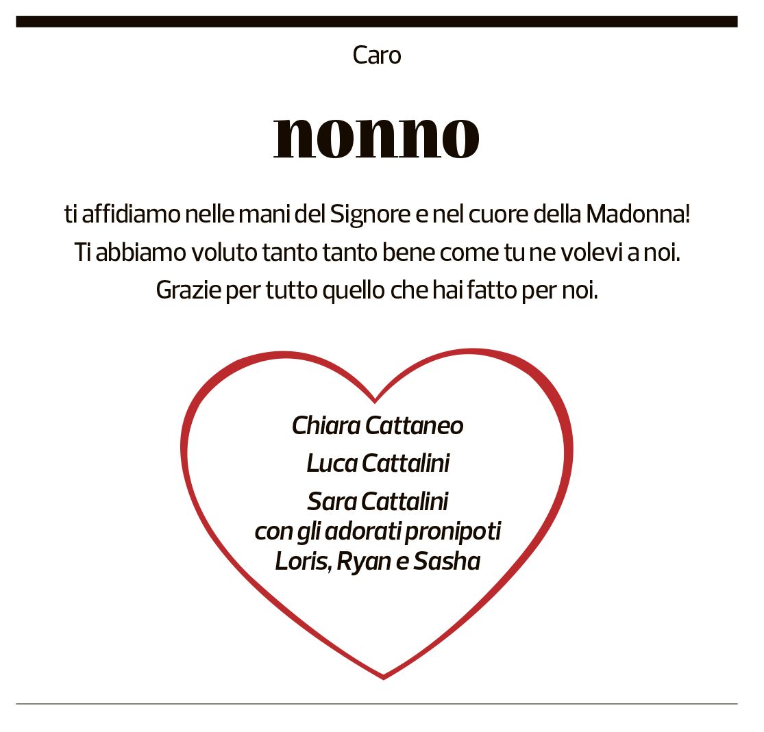 Annuncio funebre Sergio Cattaneo