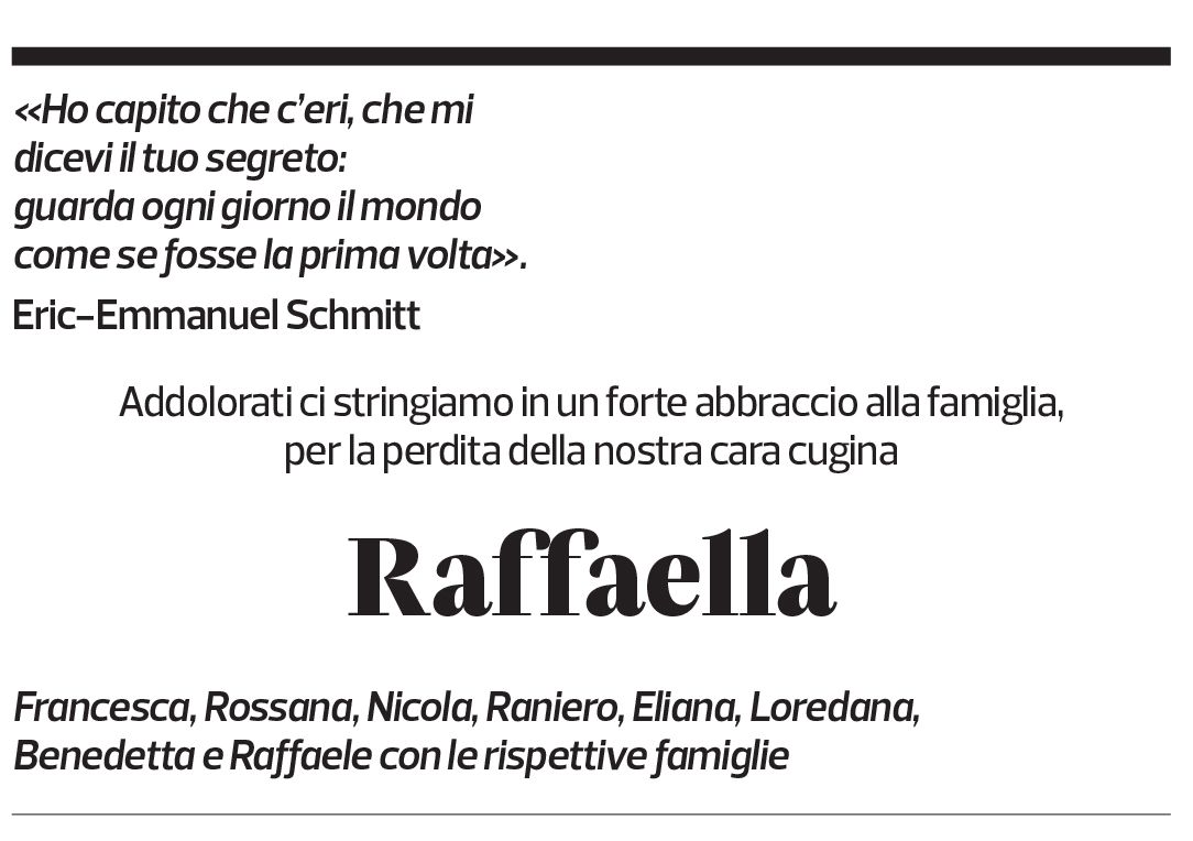 Annuncio funebre Raffaella Rovelli