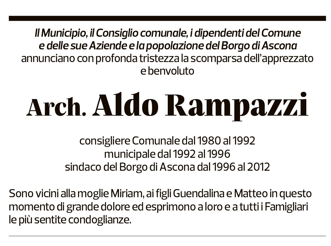 Annuncio funebre Aldo Rampazzi