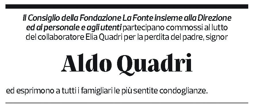 Annuncio funebre Aldo Quadri