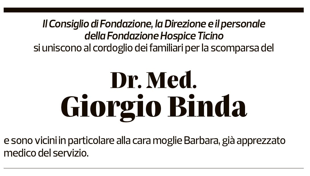 Annuncio funebre Giorgio Binda