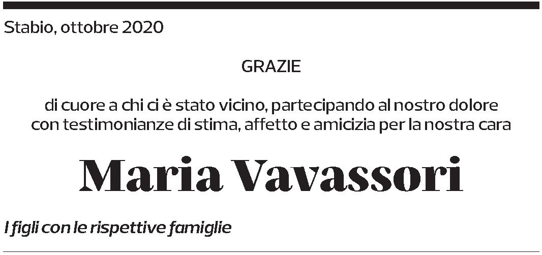 Annuncio funebre Maria Vavassori
