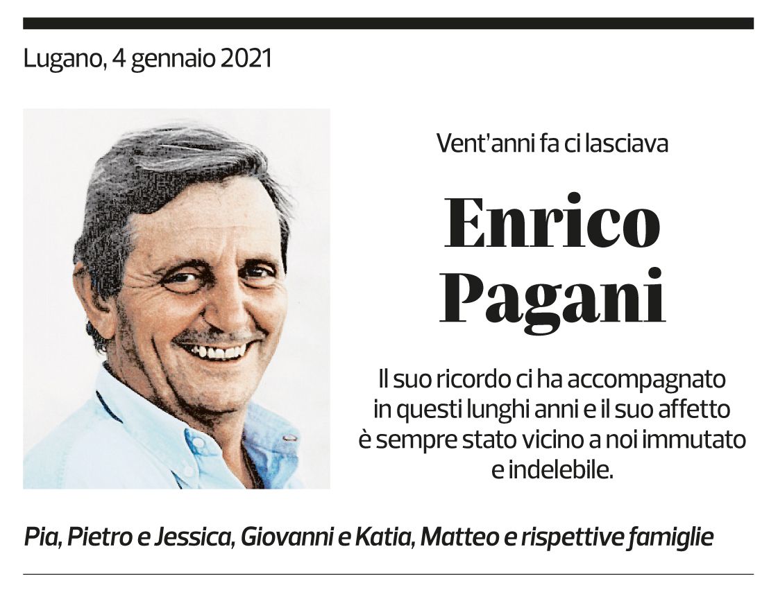 Annuncio funebre Enrico Pagani