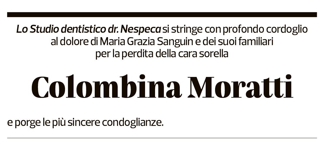 Annuncio funebre Colombina Moratti