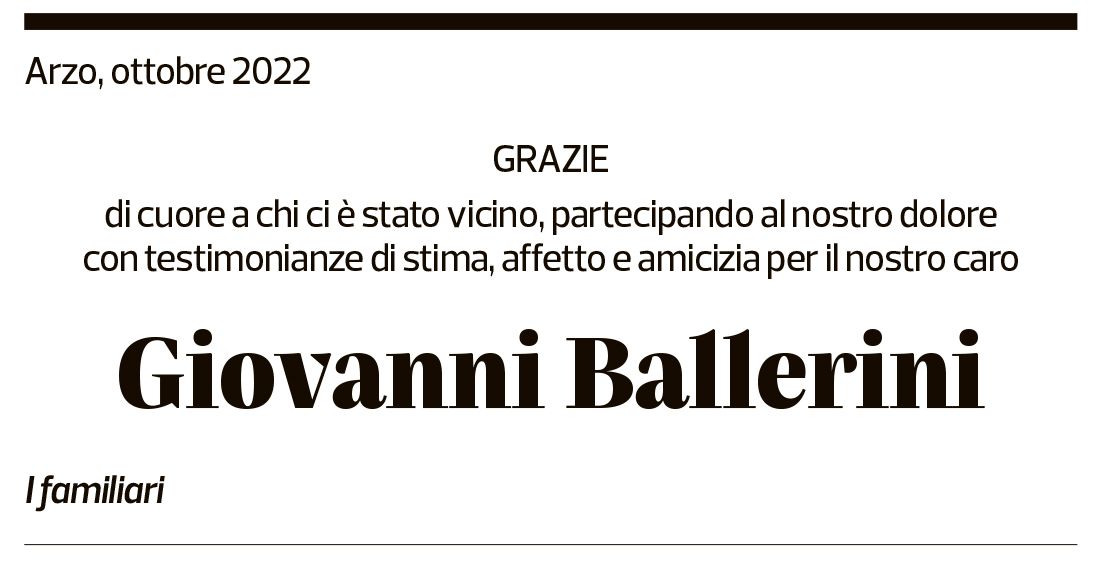 Annuncio funebre Giovanni Ballerini