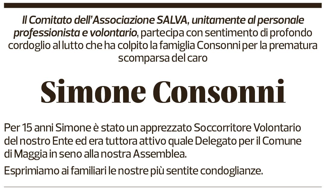 Annuncio funebre Simone Consonni