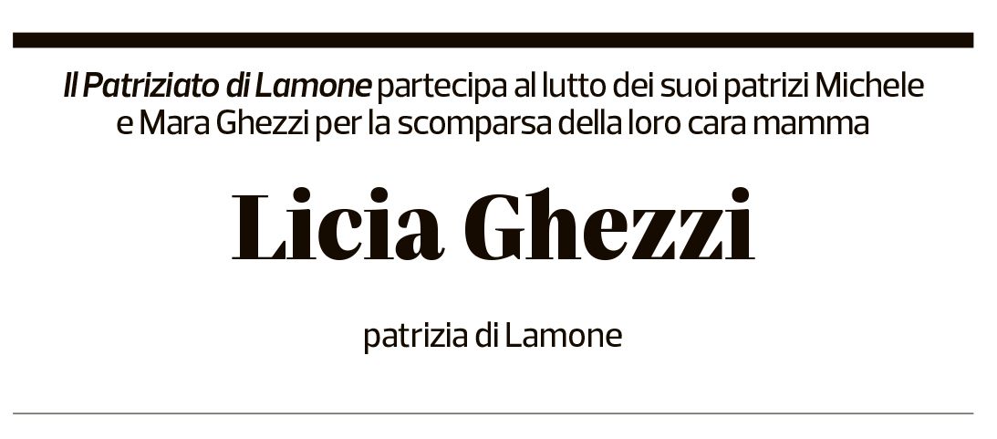 Annuncio funebre Licia Ghezzi