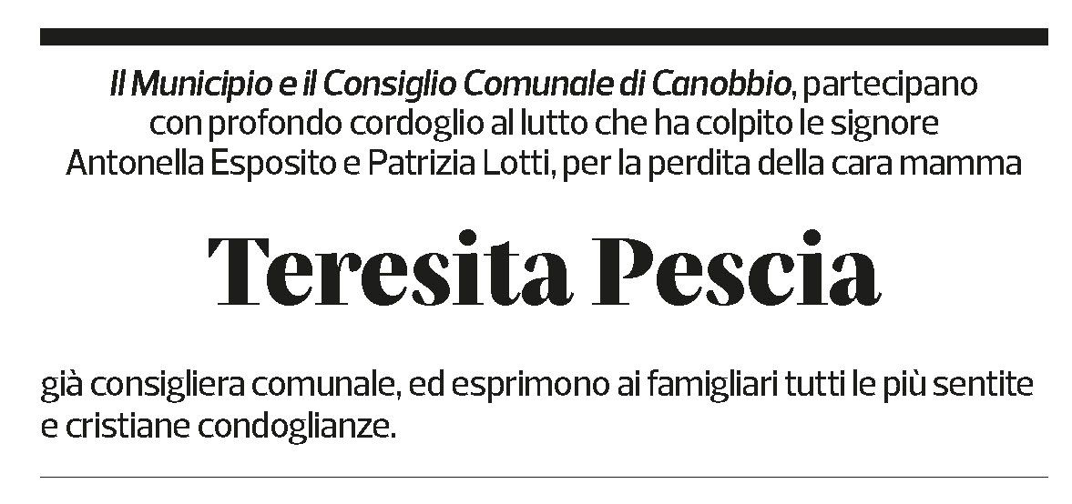 Annuncio funebre Teresita Pescia