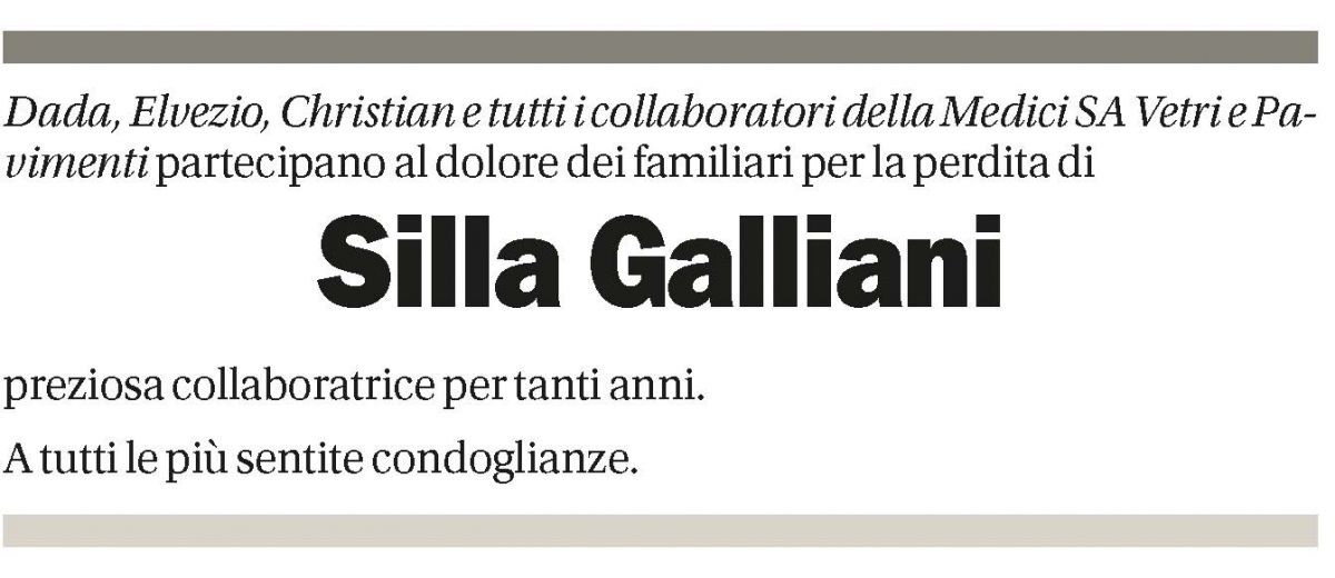 Annuncio funebre Silla Galliani