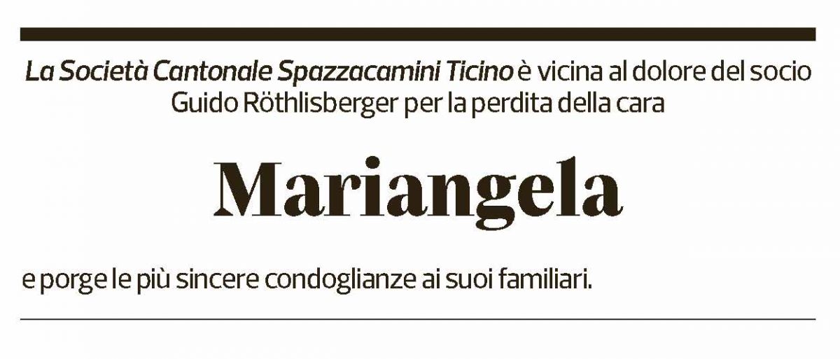 Annuncio funebre Mariangela Brugnoni-regazzoni
