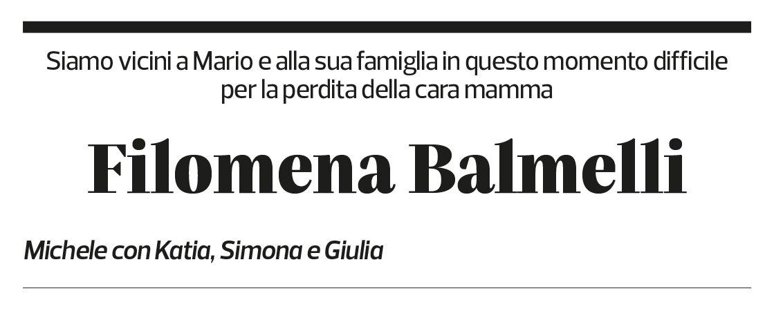 Annuncio funebre Filomena Balmelli