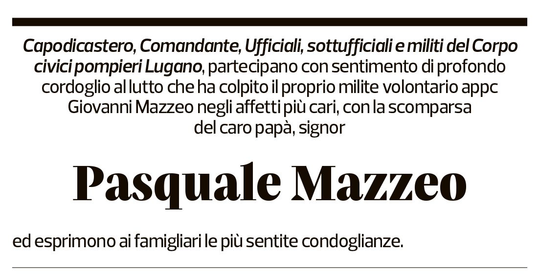 Annuncio funebre Pasquale Mazzeo