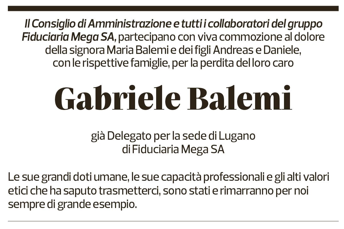 Annuncio funebre Gabriele Balemi